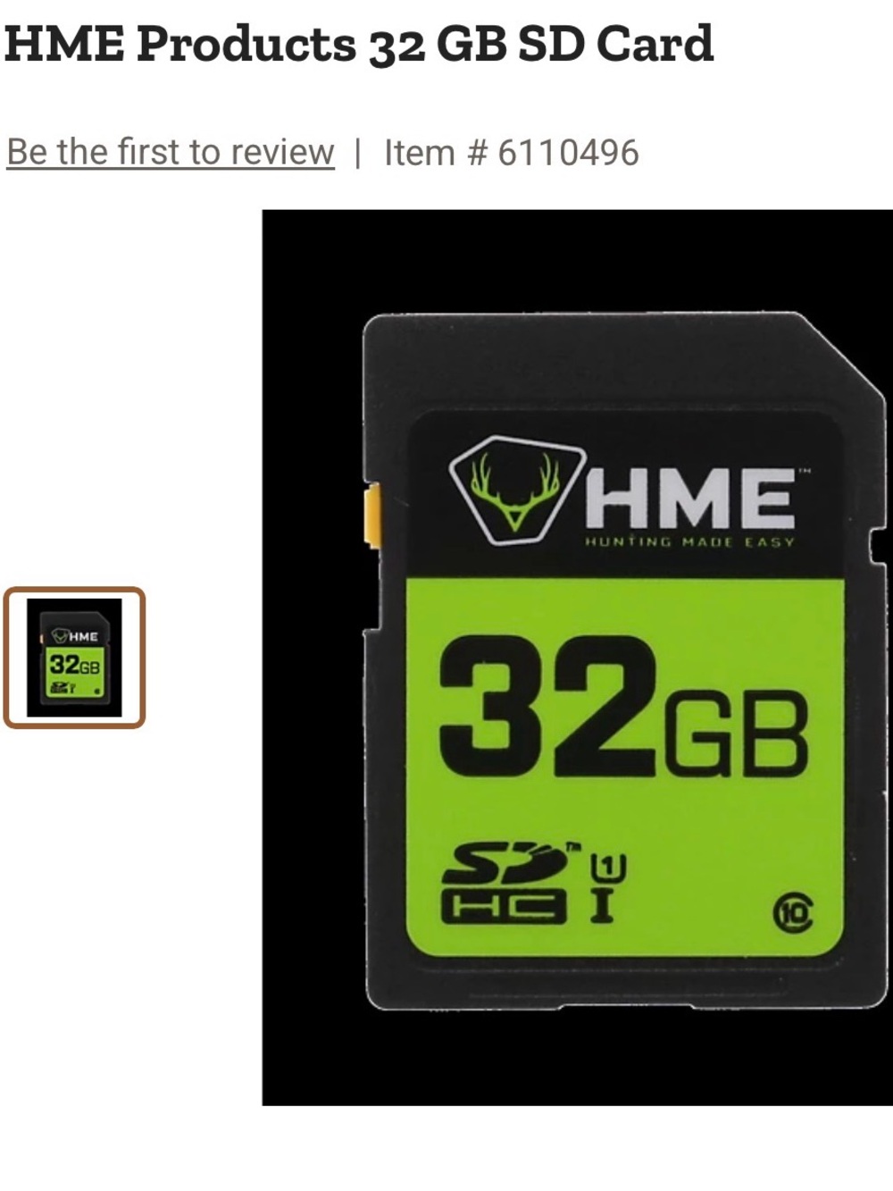 H&M 32GB SD Card - Neon Green and Black